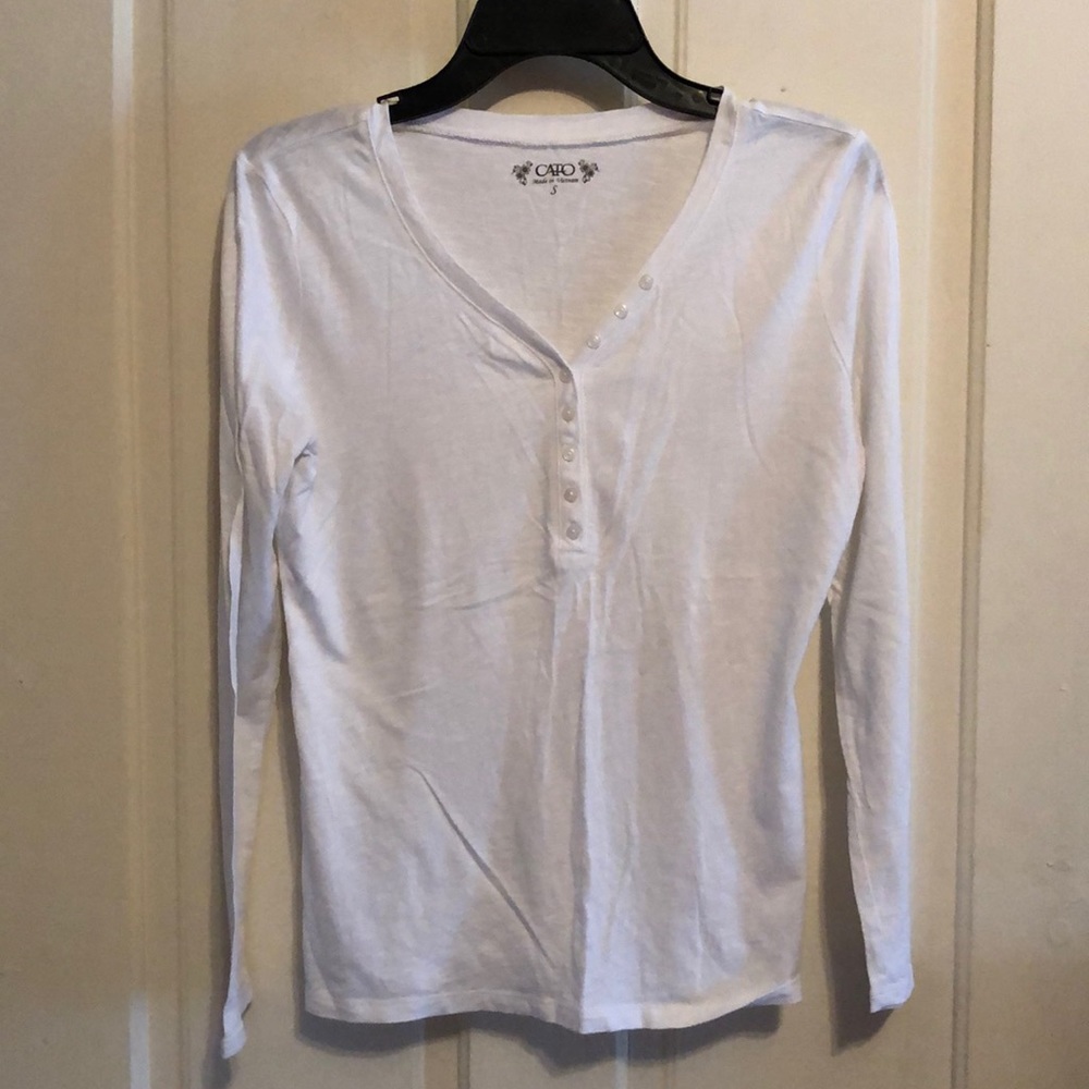 Cato white long sleeve tee with button details